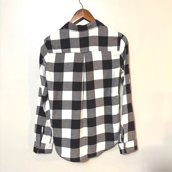 Y2K Hollister Flannel Black White Plaid  Cotton Blend Cabincore. Vintage - Picture 4 of 6